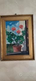 Quadro rappresentante vaso di gerani 