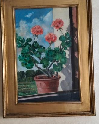 Quadro rappresentante vaso di gerani 