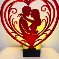 Porta tealight led cuore coppia San Valentino amor