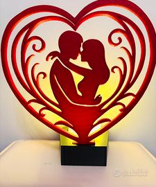 Porta tealight led cuore coppia San Valentino amor
