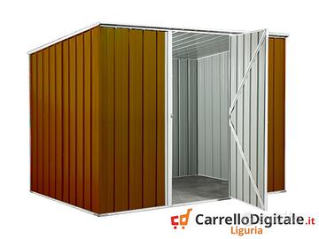 Casetta box giardino Acciaio 260x185 legno scuro