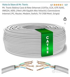 Cavo LAN Ethernet RJ-45 Cavo di rete Cavo Internet Filo 3 Metri Internet  Router