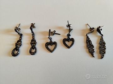 Lotto formato da 3 paia di orecchini con marcasite