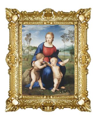 STAMPA MADONNA CARDELLINO RAFFAELLO CORNICE 55X45