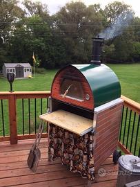 Forno a legna per pizza 70x70 verde da giardino