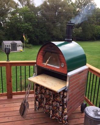 Forno a legna per pizza 70x70 verde da giardino