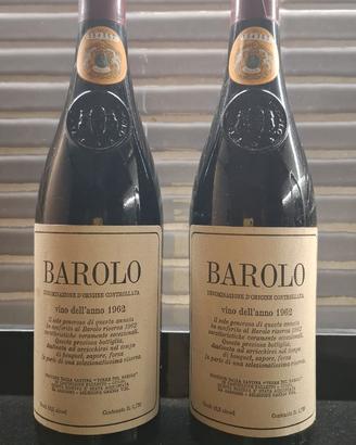 2 bottiglie Vino Barolo Riserva 1962