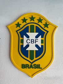 Logo Brasile Calcio artigianale in legno