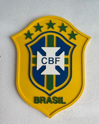 Logo Brasile Calcio artigianale in legno