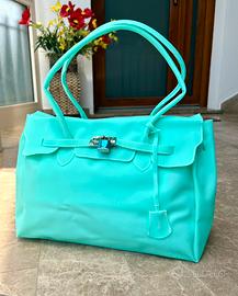 Borsa Jelly firkin in PVC turchese