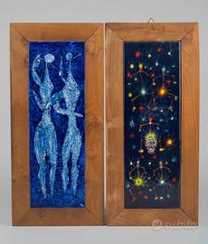 Quadro su legno- figure stilizzate”ometti” Tarciso