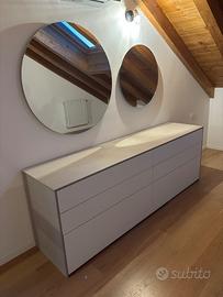 CASSETTIERA CON 2 SPECCHI ROTONDI