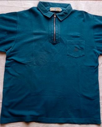 Polo Avirex vintage con zip -blu petrolio - L