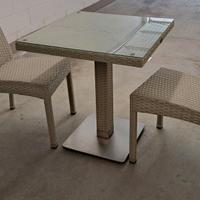 Tavolo giardino bianco rattan sintetico + 2 sedie