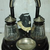 Antico calamaio inkwell in legno tardo 800 pr 900