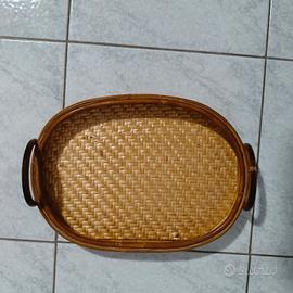 Elegante Vassoio da Portata in Bambù e Vimini 