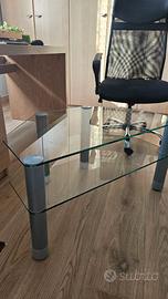 carrello porta tv in vetro