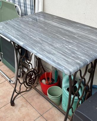 Tavolo macchina cucire singer con piano di marmo