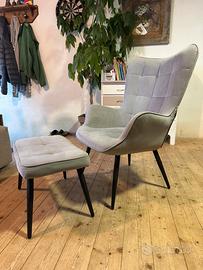 Poltrona con poggia piedi