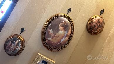 Tris quadretti in ceramica di capodimonte