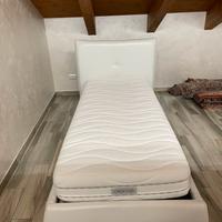Letto singolo contenitore bianco in ecopelle