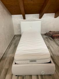 Letto singolo contenitore bianco in ecopelle