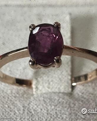 ANELLO SOLITARIO ORO ROSA 18kt. CON RUBINO OVALE