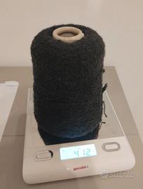 Filato bouclé grigio scuro - Lana Merino + Seta