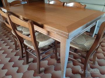 tavolo da cucina in noce con 6 sedia