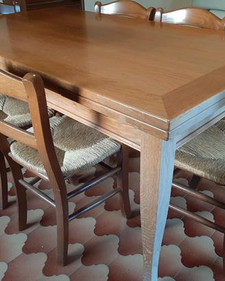 tavolo da cucina in noce con 6 sedia