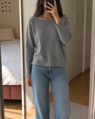 Maglione grigio melange con stella tg L