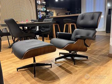 Poltrona+Pouf E. Lounge Chair PREMIUM Noce / Nero