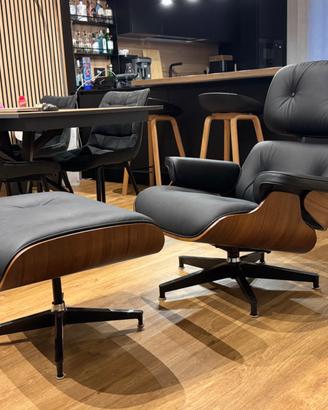 Poltrona+Pouf E. Lounge Chair PREMIUM Noce / Nero