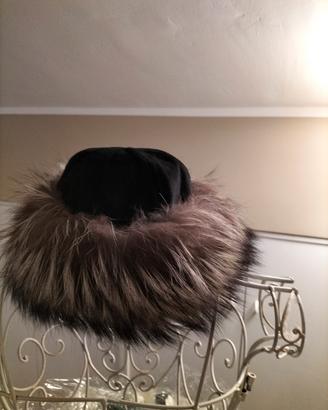 Cappello donna velluto e pelliccia Volpe argentata