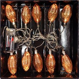 Luci di Natale 10 Gocce Oro LED a pila anni '80