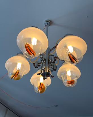 Lampadario Vintage 5 Luci - Mazzega & Carlo Nason