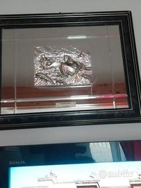 coppia di quadri basso rilievo argento su specchio