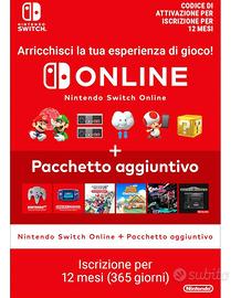 Nintendo switch online + pacchetto aggiuntivo