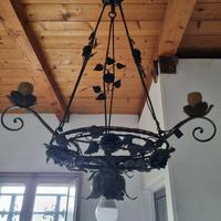 Antico Lampadario ferro battuto