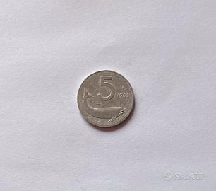 Moneta 5 LIRE “delfino” anno 1953