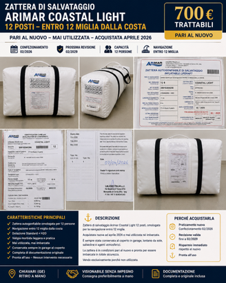 Zattera ARIMAR Coastal Light 12 posti – Entro 12 M