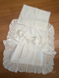 Completo neonato in piquet di cotone bianco