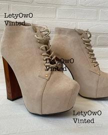 Stivaletti col tacco, pelle scamosciata, mai usati