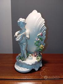 Antica Lampada Con Putto Tipo Capodimonte Dipinta 