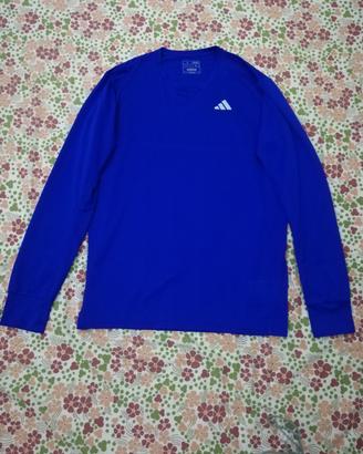 Maglia Tecnica Blu Adidas Maniche Lunghe Taglia L