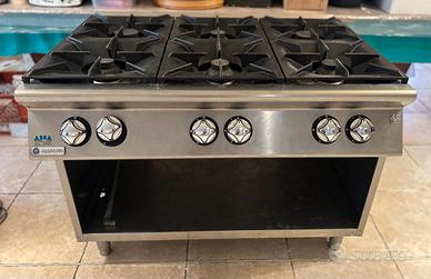Piano cottura professionale a gas in acciaio inox