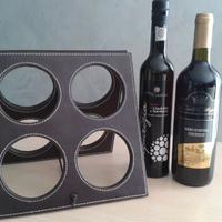 Porta bottiglie (4) in eco pelle