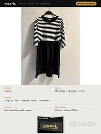 🖤 Vestito midi max-b. — righe marinière + nylon