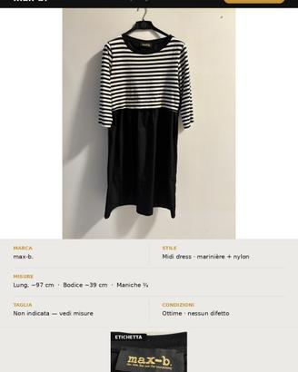 🖤 Vestito midi max-b. — righe marinière + nylon
