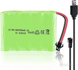 Batteria NiMH 6V 2400mAh con USB per Auto RC